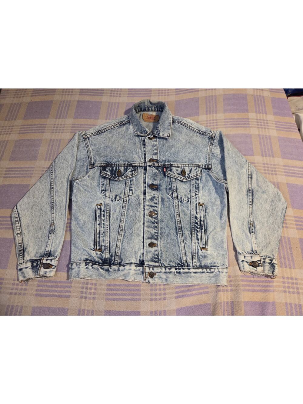 Vintage Levis 70507 0219 Acid Denim Trucker Jacket USA Made Mens Small 80s 90s